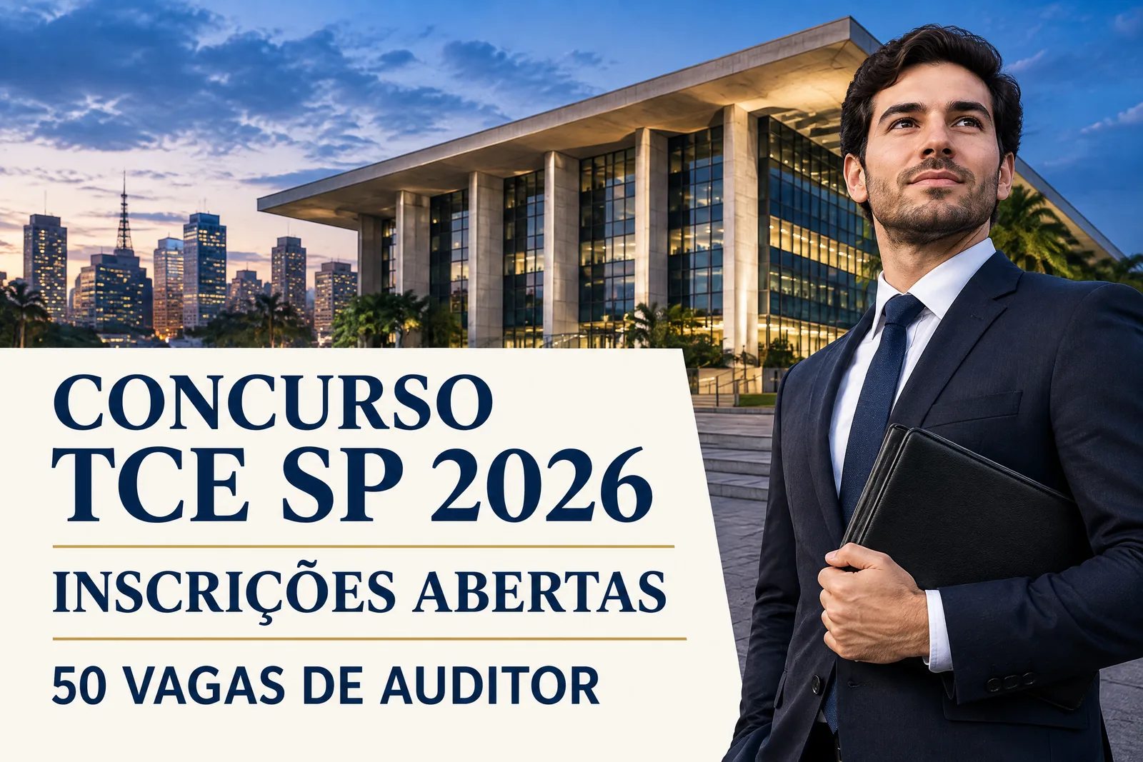 Concurso TCE SP 2026: 50 vagas para Auditor, provas em 11 de outubro